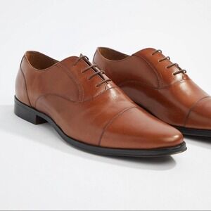 ASOS DESIGN oxford shoes in brown leather with toe cap US 10